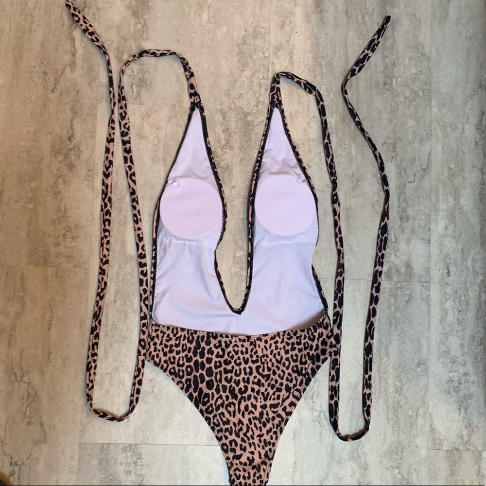 Sexy Cheetah Print Women’s Small Wraparound One Piece Swimsuit - Picture 2 of 3